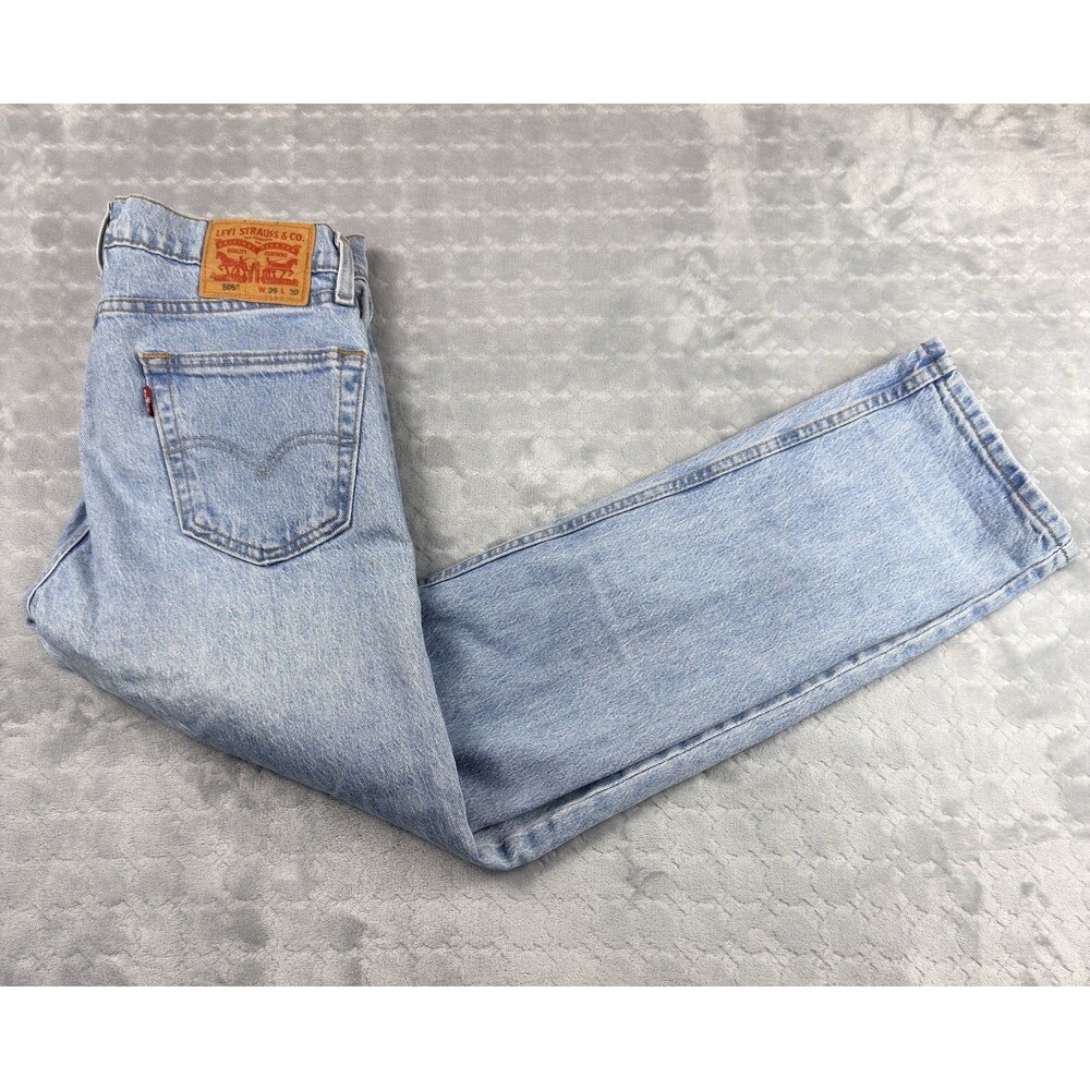 Levis 505 Regular Fit Straight Leg Light Wash Blue Jeans Men's 29x30 00505-1992